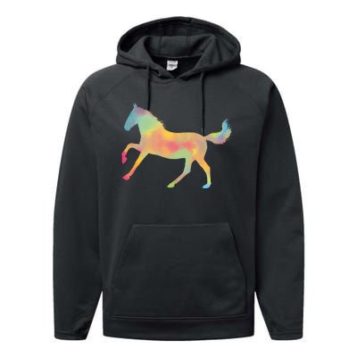 Watercolor Horse Silhouette Performance Fleece Hoodie