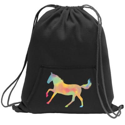 Watercolor Horse Silhouette Sweatshirt Cinch Pack Bag