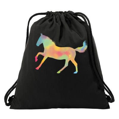 Watercolor Horse Silhouette Drawstring Bag