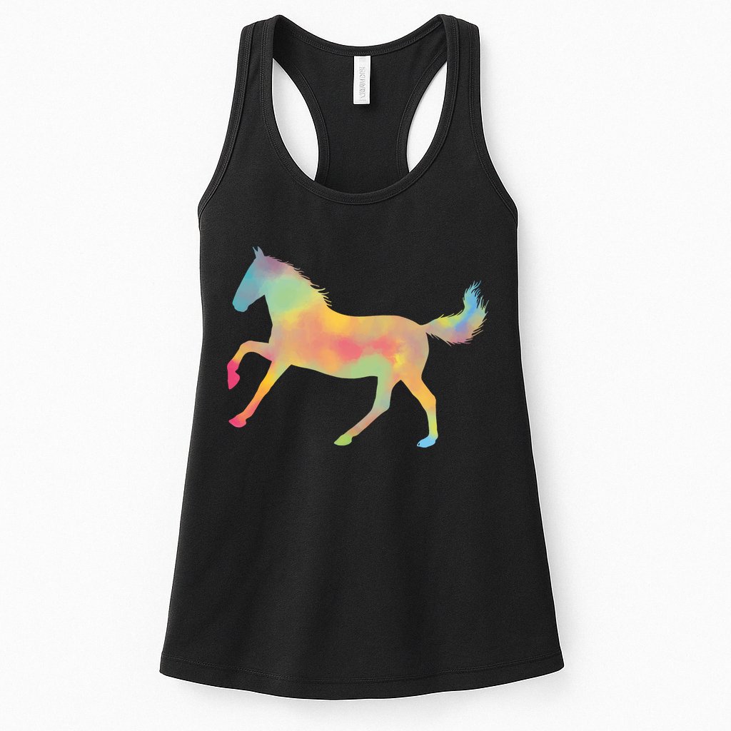 Watercolor Horse Silhouette Womens Tank Top