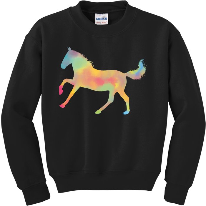 Watercolor Horse Silhouette Kids Sweatshirt