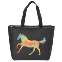 Watercolor Horse Silhouette Zip Tote Bag