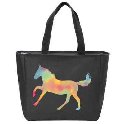 Watercolor Horse Silhouette Zip Tote Bag