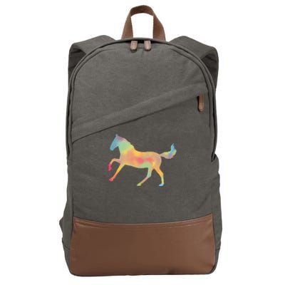 Watercolor Horse Silhouette Cotton Canvas Backpack