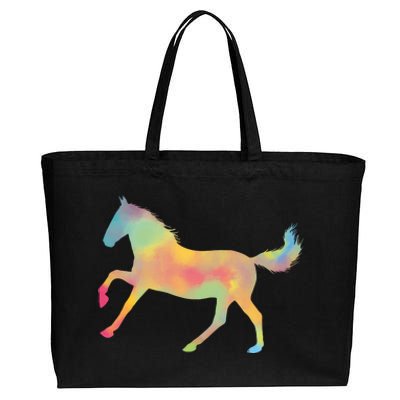 Watercolor Horse Silhouette Cotton Canvas Jumbo Tote