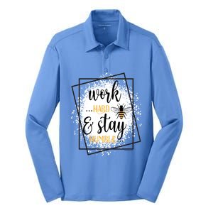 Work Hard Stay Humble Honey Bee Birthday Christmas Gift Silk Touch Performance Long Sleeve Polo