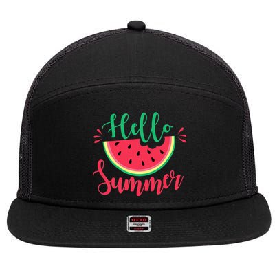 Watermelon Hello Summer 7 Panel Mesh Trucker Snapback Hat