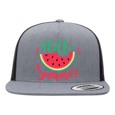 Watermelon Hello Summer Flat Bill Trucker Hat