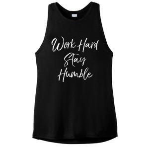 Work Hard Stay Humble Motivational Quote Gift Ladies PosiCharge Tri-Blend Wicking Tank