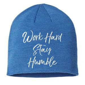 Work Hard Stay Humble Motivational Quote Gift Sustainable Beanie