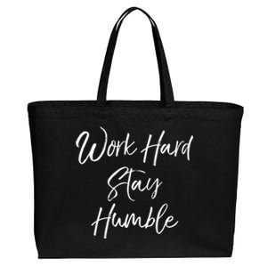 Work Hard Stay Humble Motivational Quote Gift Cotton Canvas Jumbo Tote