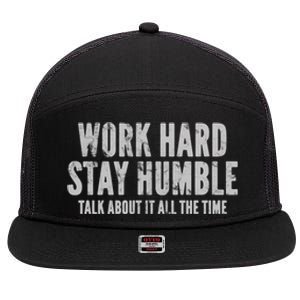 Work Hard Stay Humble Light Gift 7 Panel Mesh Trucker Snapback Hat