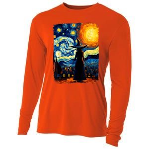 Witch Halloween Starry Night Van Gogh Aesthetic Painting Cooling Performance Long Sleeve Crew