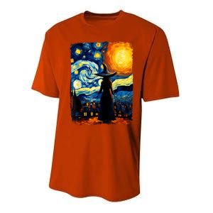 Witch Halloween Starry Night Van Gogh Aesthetic Painting Performance Sprint T-Shirt