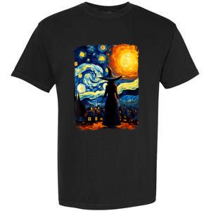 Witch Halloween Starry Night Van Gogh Aesthetic Painting Garment-Dyed Heavyweight T-Shirt