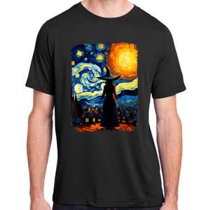 Witch Halloween Starry Night Van Gogh Aesthetic Painting Adult ChromaSoft Performance T-Shirt