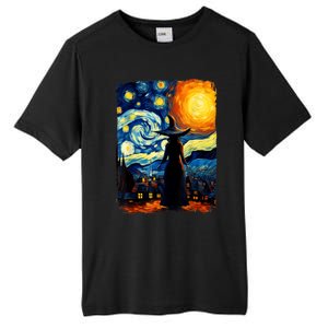 Witch Halloween Starry Night Van Gogh Aesthetic Painting Tall Fusion ChromaSoft Performance T-Shirt