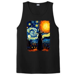 Witch Halloween Starry Night Van Gogh Aesthetic Painting PosiCharge Competitor Tank