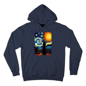 Witch Halloween Starry Night Van Gogh Aesthetic Painting Hoodie