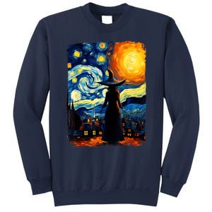 Witch Halloween Starry Night Van Gogh Aesthetic Painting Sweatshirt