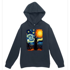 Witch Halloween Starry Night Van Gogh Aesthetic Painting Urban Pullover Hoodie