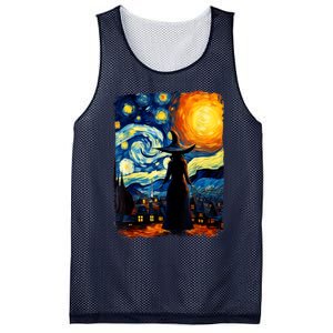 Witch Halloween Starry Night Van Gogh Aesthetic Painting Mesh Reversible Basketball Jersey Tank