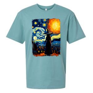 Witch Halloween Starry Night Van Gogh Aesthetic Painting Sueded Cloud Jersey T-Shirt