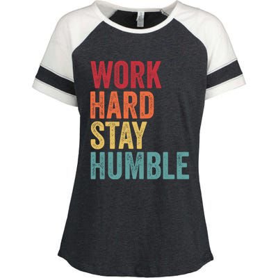 Work Hard Stay Humble Motivational Quote Gift Enza Ladies Jersey Colorblock Tee