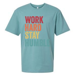 Work Hard Stay Humble Motivational Quote Gift Sueded Cloud Jersey T-Shirt