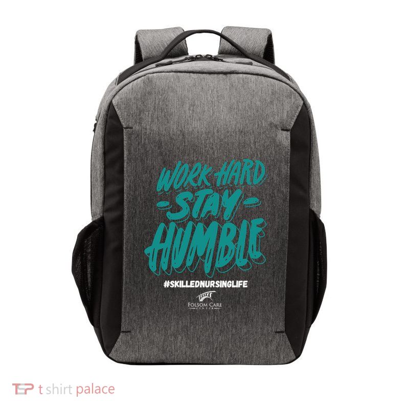 Work Hard Stay Humble Folsom Care Center Vector Backpack