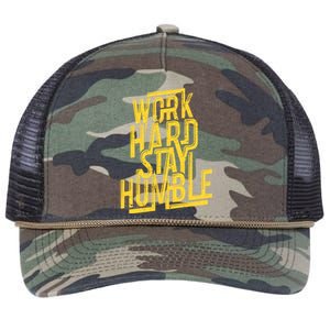 Work Hard Stay Humble Gift Positive Quote Saying Retro Rope Trucker Hat Cap