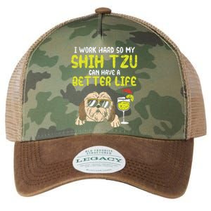 Work Hard Shih Tzu Better Life Funny Dog Lover Owner Gift Legacy Tie Dye Trucker Hat