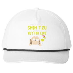 Work Hard Shih Tzu Better Life Funny Dog Lover Owner Gift Snapback Five-Panel Rope Hat