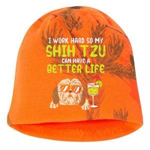 Work Hard Shih Tzu Better Life Funny Dog Lover Owner Gift Kati - Camo Knit Beanie