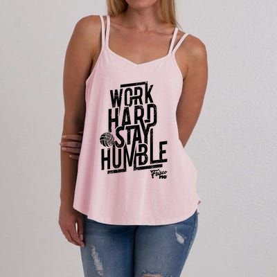 Work Hard Stay Humble Volleyball Gift Women's Strappy Tank