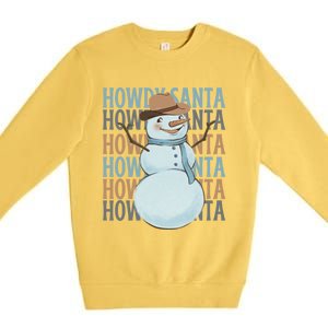 Western Howdy Santa Snow Christmas Cow Snow Cute Gift Premium Crewneck Sweatshirt