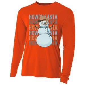 Western Howdy Santa Snow Christmas Cow Snow Cute Gift Cooling Performance Long Sleeve Crew