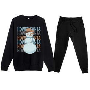 Western Howdy Santa Snow Christmas Cow Snow Cute Gift Premium Crewneck Sweatsuit Set