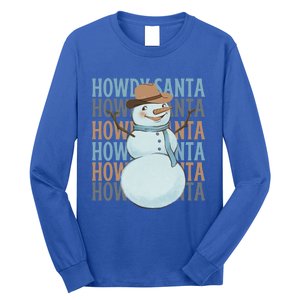 Western Howdy Santa Snow Christmas Cow Snow Cute Gift Long Sleeve Shirt