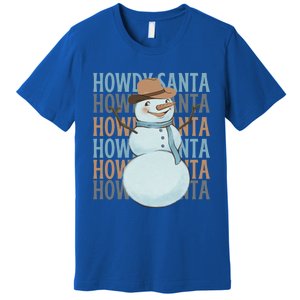 Western Howdy Santa Snow Christmas Cow Snow Cute Gift Premium T-Shirt