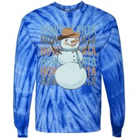 Western Howdy Santa Snow Christmas Cow Snow Cute Gift Tie-Dye Long Sleeve Shirt