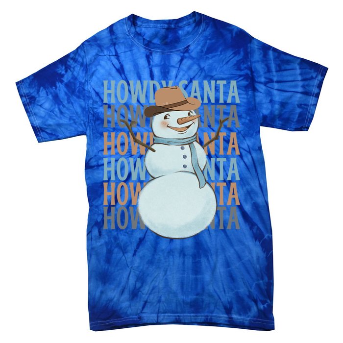 Western Howdy Santa Snow Christmas Cow Snow Cute Gift Tie-Dye T-Shirt