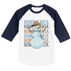 Western Howdy Santa Snow Christmas Cow Snow Cute Gift Baseball Sleeve Shirt