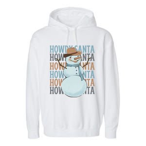 Western Howdy Santa Snow Christmas Cow Snow Cute Gift Garment-Dyed Fleece Hoodie