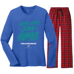 Work Hard Stay Humble Folsom Care Center Gift Women's Long Sleeve Flannel Pajama Set 