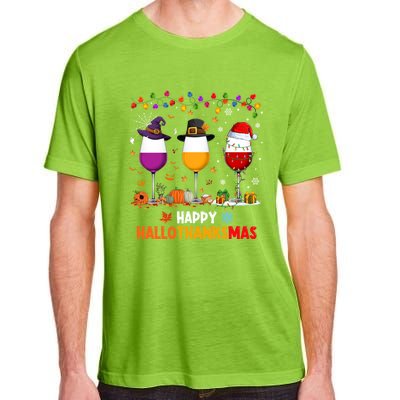 Wine Halloween Thanksgiving Christmas Happy Hallothanksmas Gift Adult ChromaSoft Performance T-Shirt