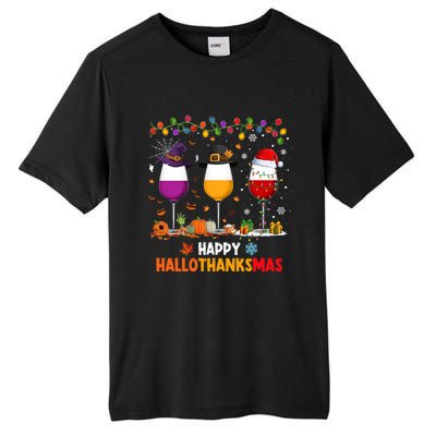 Wine Halloween Thanksgiving Christmas Happy Hallothanksmas Gift Tall Fusion ChromaSoft Performance T-Shirt