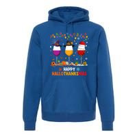 Wine Halloween Thanksgiving Christmas Happy Hallothanksmas Gift Premium Hoodie