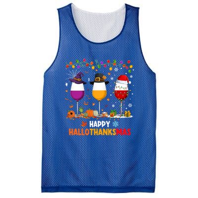 Wine Halloween Thanksgiving Christmas Happy Hallothanksmas Gift Mesh Reversible Basketball Jersey Tank