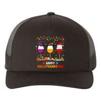 Wine Halloween Thanksgiving Christmas Happy Hallothanksmas Yupoong Adult 5-Panel Trucker Hat